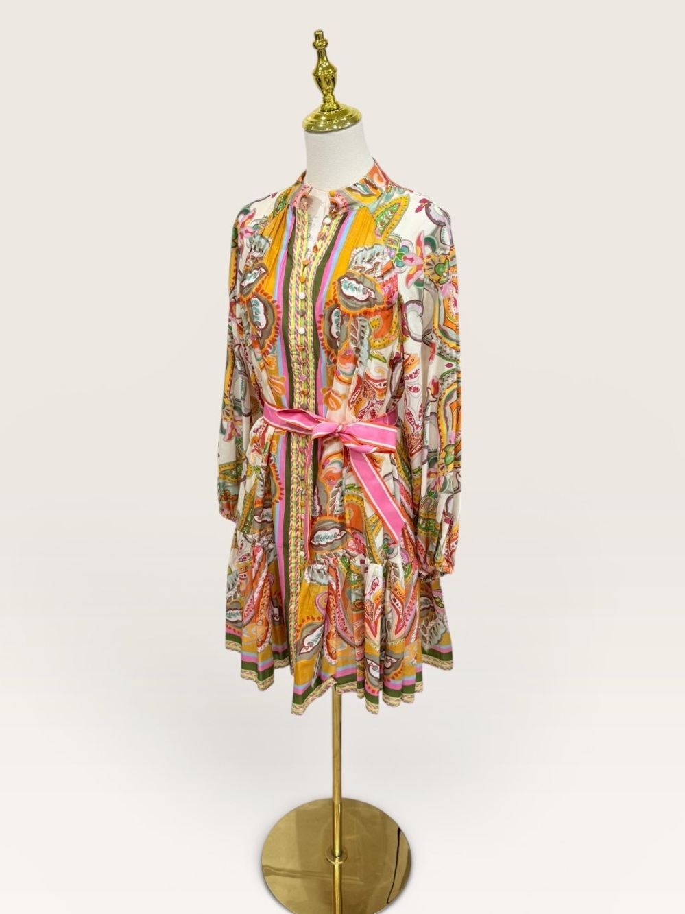 Antonio Melani Brynn Floral Print Dress Mock Neck Long Sleeve Self-Tie Dress SZ4 - Picture 12 of 15